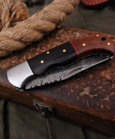 Handmade Damascus Pocket Knife With Pakka Wood Handle Birthday Gift Folding Knife Groomsmen Anniversary Gift Boyfriend Fathers day Gif