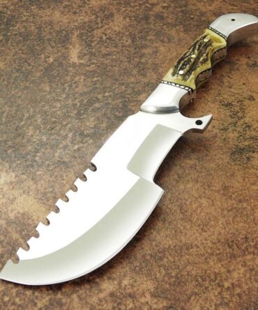Custom Handmade Steel Strong Grip Tracker Knife With Stag Antler Handle
