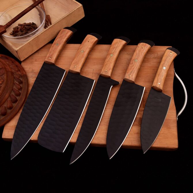 Stainless Steel black Coated 5 pieces Chef Knives set from THE WORLD OF KNIVES