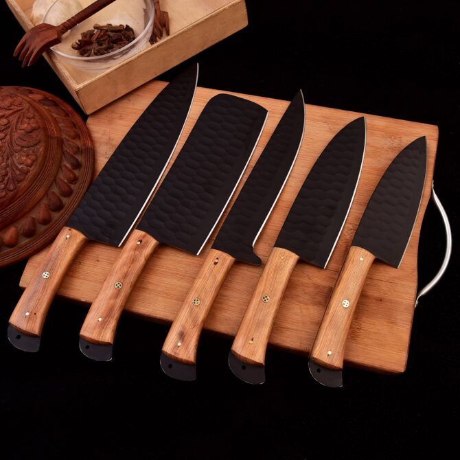 Stainless Steel black Coated 5 pieces Chef Knives set from THE WORLD OF KNIVES