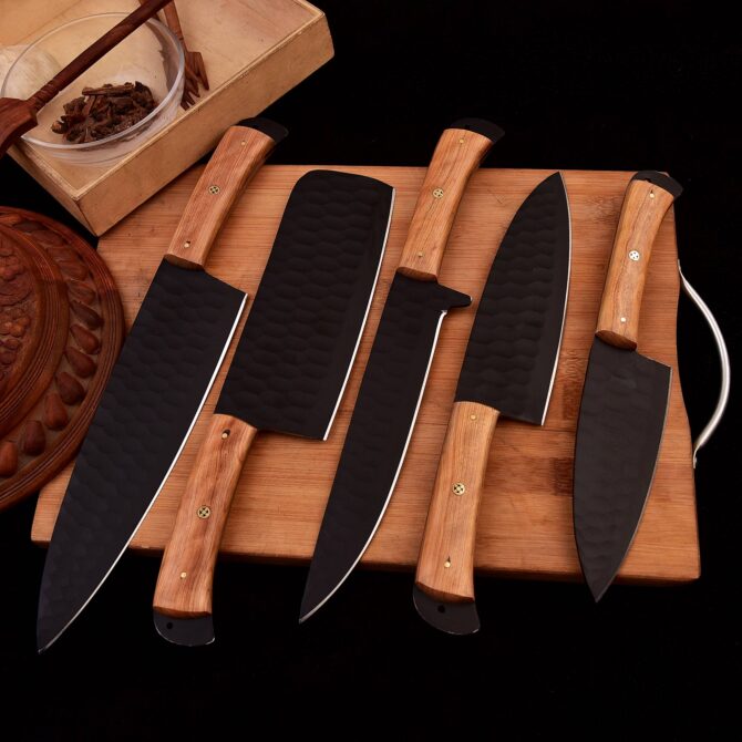 Stainless Steel black Coated 5 pieces Chef Knives set from THE WORLD OF KNIVES