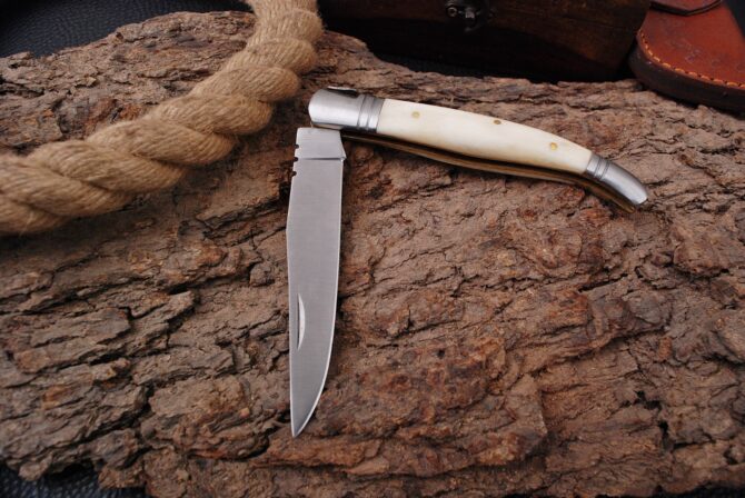 Best Gift Handmade Stainless steel Laguiole Pocket Knife Camel Bone scale Handle