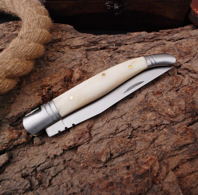 Best Gift Handmade Stainless steel Laguiole Pocket Knife Camel Bone scale Handle